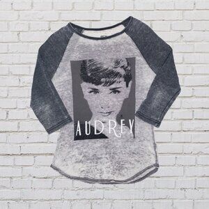Black Gray Sheer Audrey Hepburn Tshirt by Red Carpet Noir